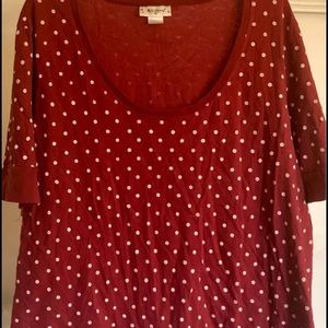 Plus Size 30/32 Red & White Polka Dot Tee